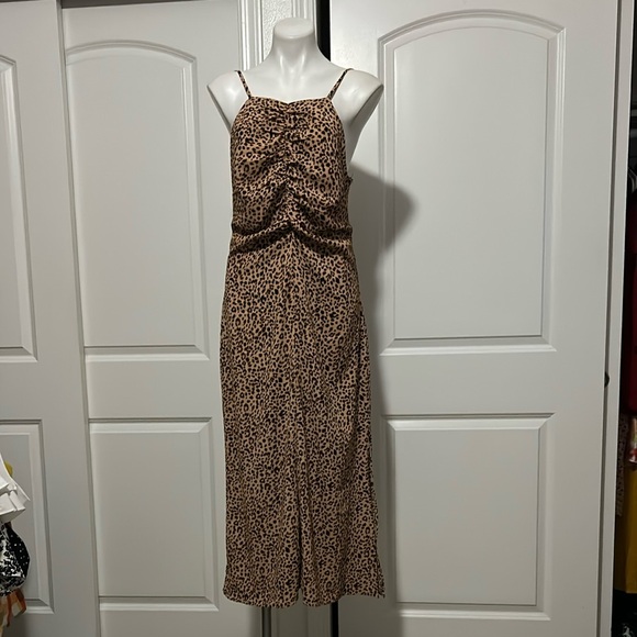 Love Riche Dresses & Skirts - Love Riche Brown Tan Cut Out Ruched Sundress
